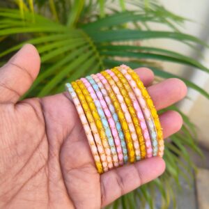 Crystal Raindrop Glass Bangles-Milky multicolour
