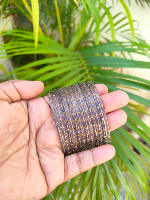 Crystal Raindrop Glass Bangles-Grey