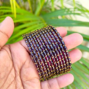Crystal Raindrop Glass Bangles-Wine