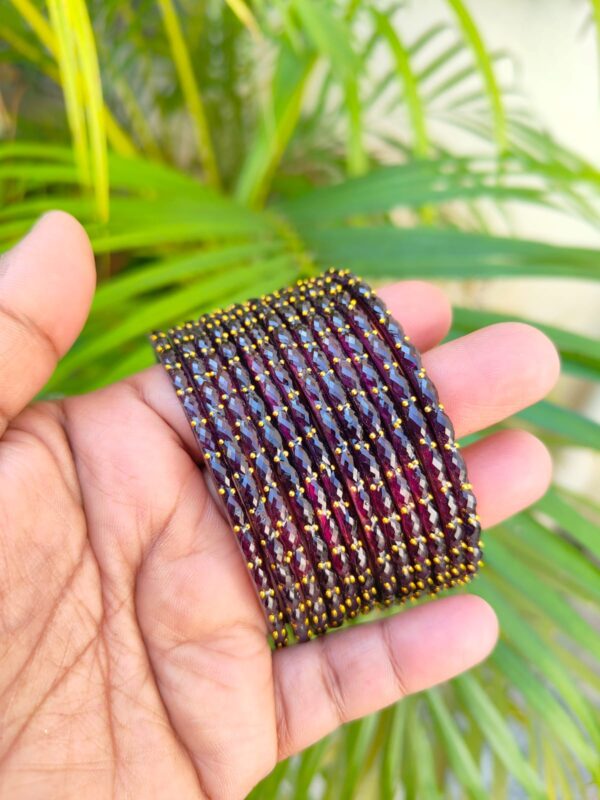 Crystal Raindrop Glass Bangles-Wine