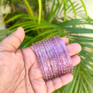 Crystal Raindrop Glass Bangles-Lavender