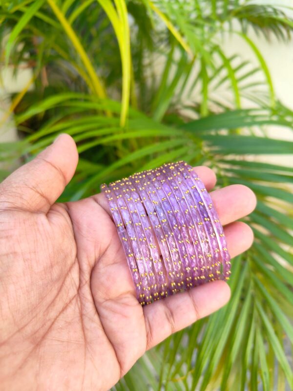 Crystal Raindrop Glass Bangles-Lavender