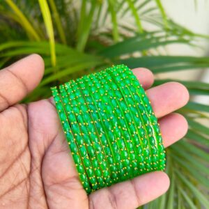 Crystal Raindrop Glass Bangles-Parrot green