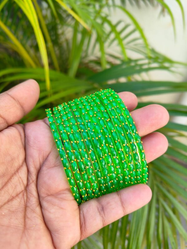 Crystal Raindrop Glass Bangles-Parrot green