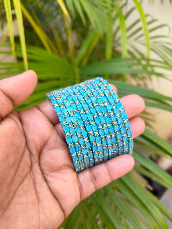 Leaf model glass bangles(Sky blue)