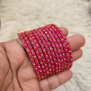 Heart model glass bangles(Pink )