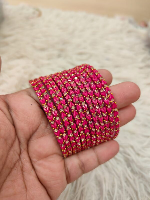Heart model glass bangles(Pink )