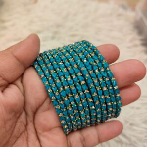 Heart model glass bangles(Peacock blue  )