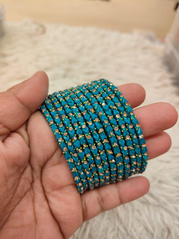 Heart model glass bangles(Peacock blue  )