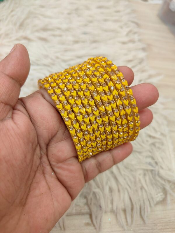 Heart model glass bangles(Yellow )