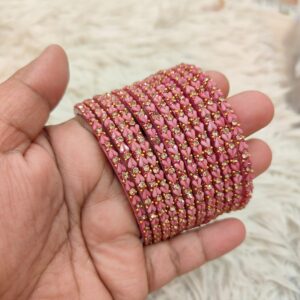 Heart model glass bangles(Onion pink  )