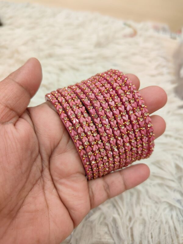 Heart model glass bangles(Onion pink  )