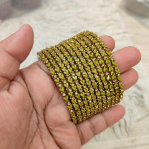 Heart model glass bangles(Olive green )
