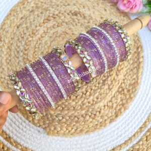 Lavender stone set with glass bangles