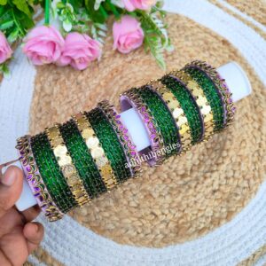 Lavender Lotus with coin model mixed with  glass bangles