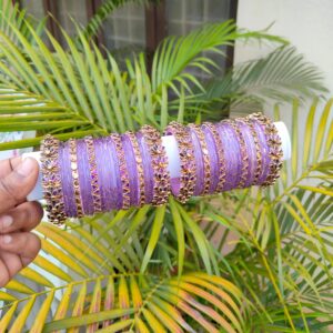 Lavender lotus bridal set with glass bangles