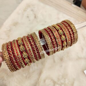 Golden & Maroon Vinayagar bridal bangles