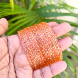 Crystal Raindrop Glass Bangles-Peach