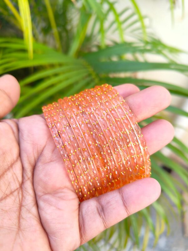 Crystal Raindrop Glass Bangles-Peach