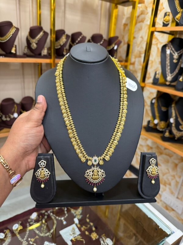 Traditional kasu malai with Lakshmi pendant