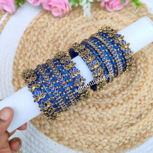 Navy blue Lotus set with glass bangles