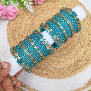 Light blue & white set mixed with glass bangles