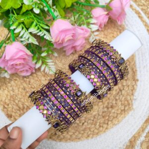 Purple diamond set with glass bangles