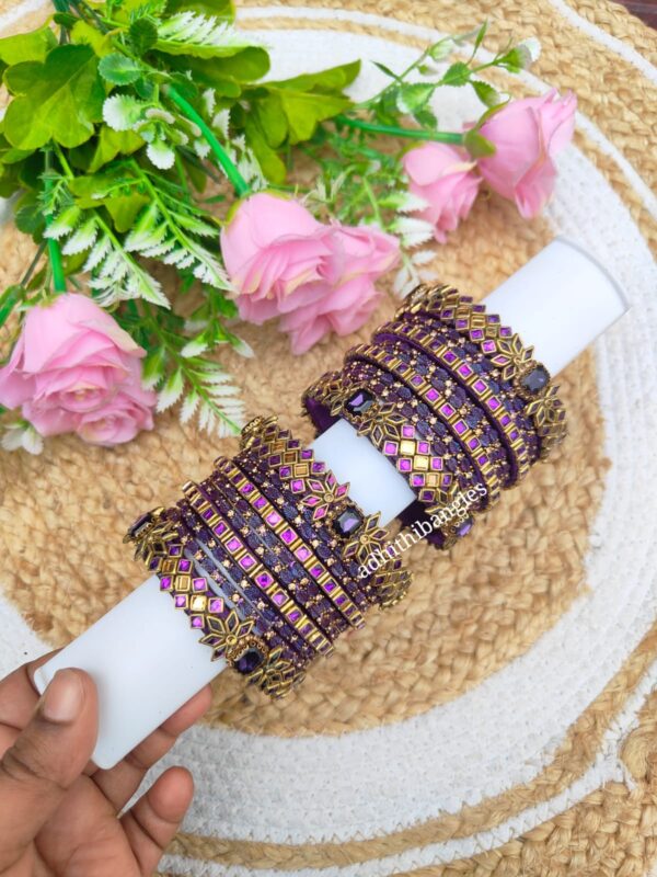 Purple diamond set with glass bangles