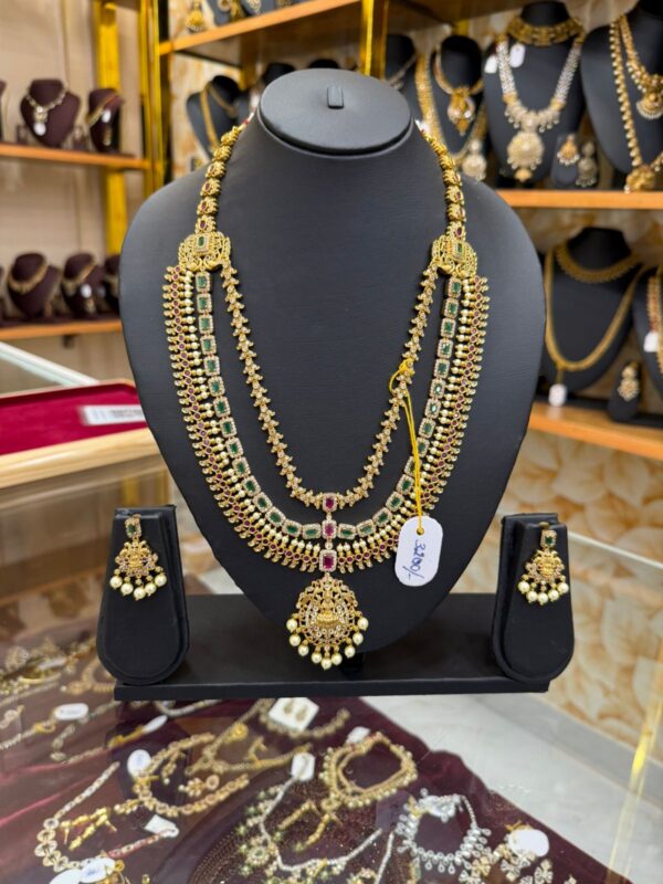 Layered stone haram with Lakshmi pendant