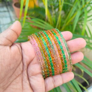 Raindrop glass bangles (Light multicolor)