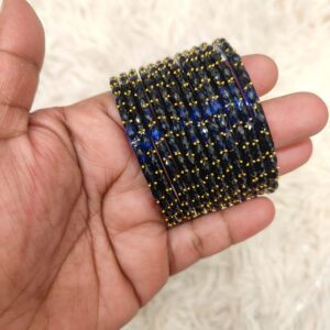 Raindrop glass bangles  (Navy blue )