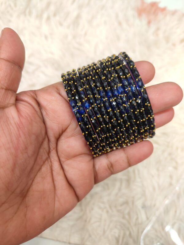 Raindrop glass bangles  (Navy blue )