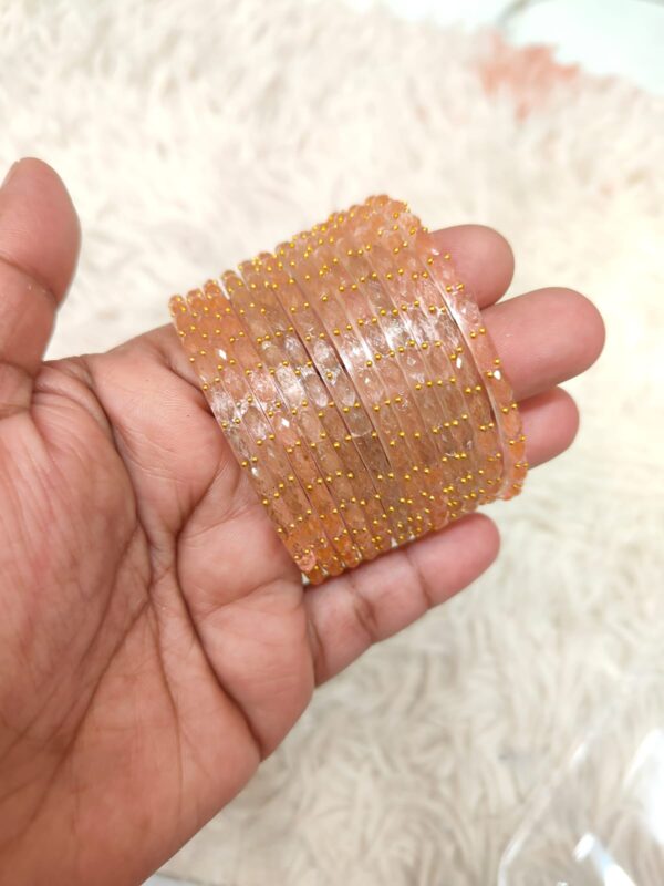 Raindrop glass bangles  (Sandal)