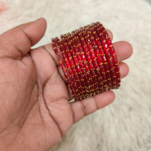 Raindrop glass bangles (Red  )