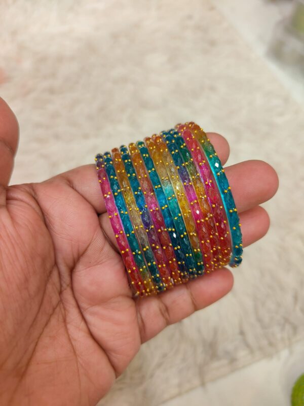 Raindrop glass bangles (Dark multicolor )