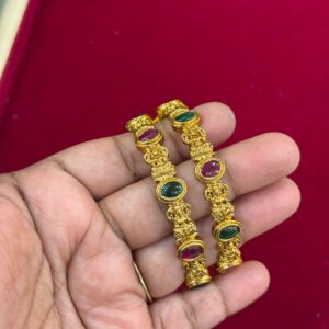 Lakshmi emerald with ruby stone 2pcs
