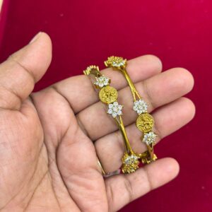 Lakshmi with white stone bangles 2pcs