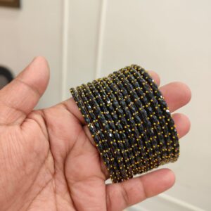 Crystal Raindrop Glass Bangles-Black