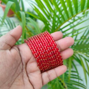 Crystal Raindrop Glass Bangles-Red