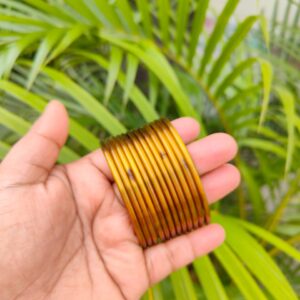 Plain glossy glass bangles (Kuppivala) Dark gold color