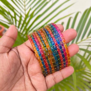 Raindrop glass bangles(Dark multicolor)