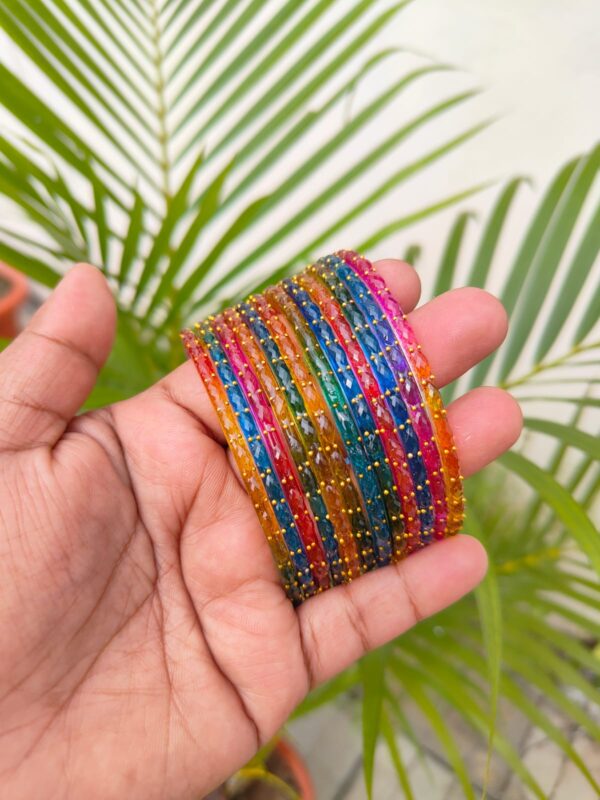 Raindrop glass bangles(Dark multicolor)