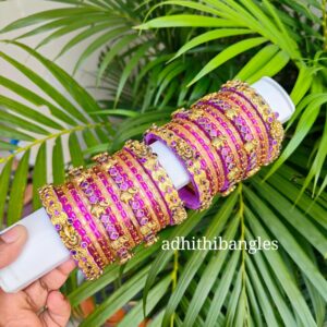 Golden Finish Silk Thread Bangles